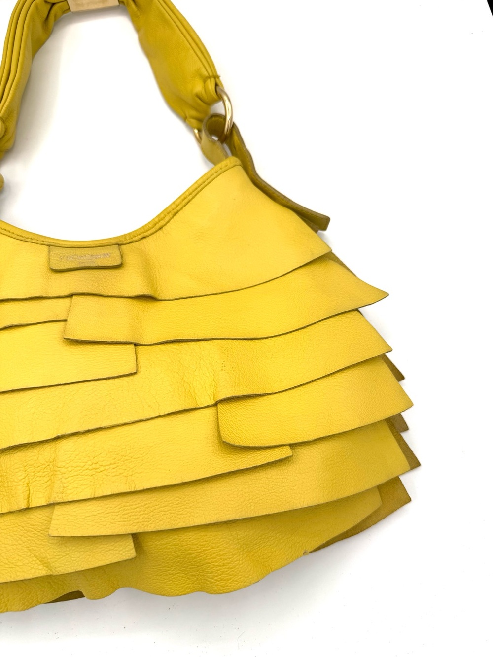 Yves Saint Laurent Yellow Layered Ruffle Leather St. Tropez Mombasa Shoulder Bag - Picture 3 of 12